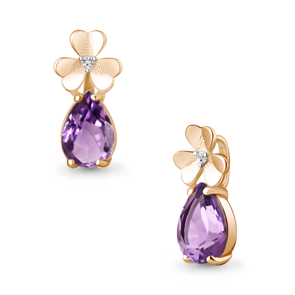 2530404 Подвеска из Золота с аметистом, фианитом