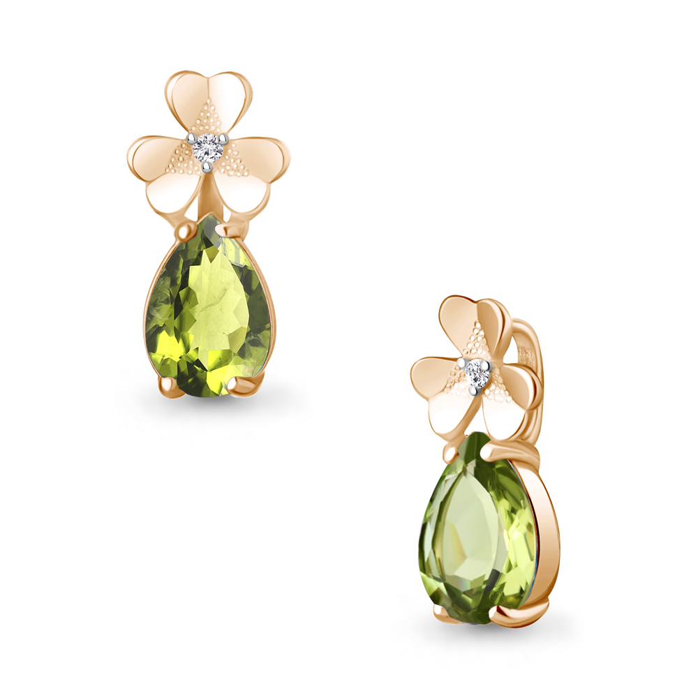 2530407 Подвеска из Золота с фианитом, хризолитом