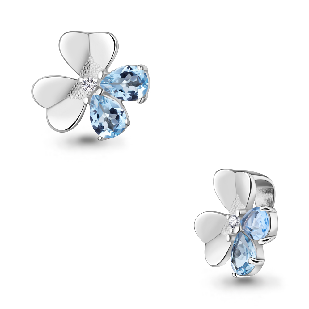 2530505А Подвеска из Серебра с топазами свисс блю, фианитом