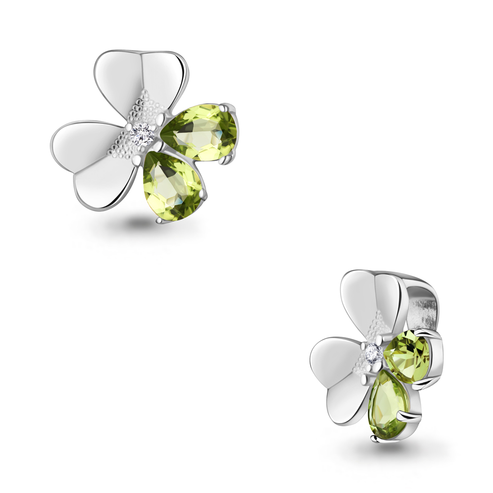 2530507А Подвеска из Серебра с фианитом, хризолитами