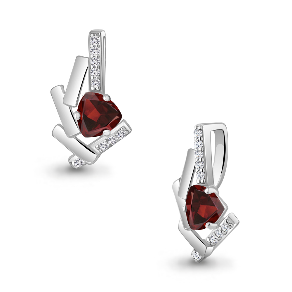 2531203А Подвеска из Серебра с гранатом, фианитами