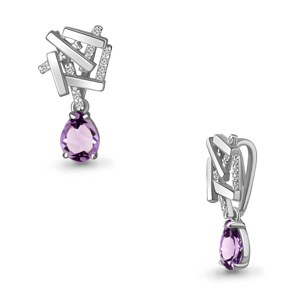 2531304А Подвеска из Серебра с аметистом, фианитами
