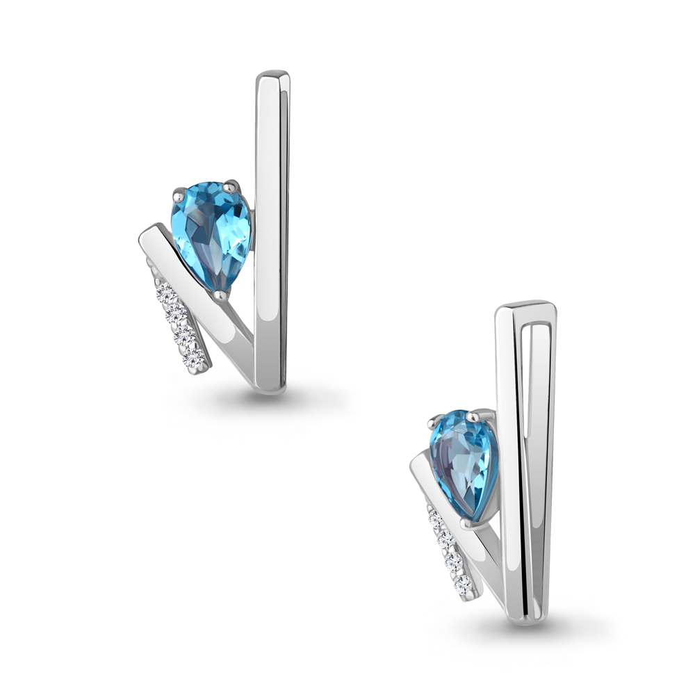 2531605А Подвеска из Серебра с топазом свисс блю, фианитами