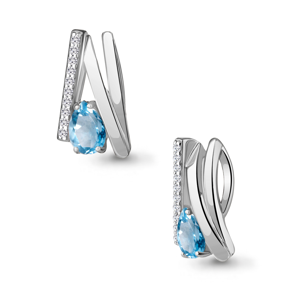 2532005А Подвеска из Серебра с топазом свисс блю, фианитами