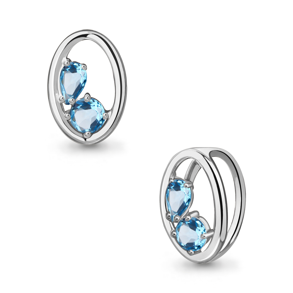 2532305 Подвеска из Серебра с топазами свисс блю