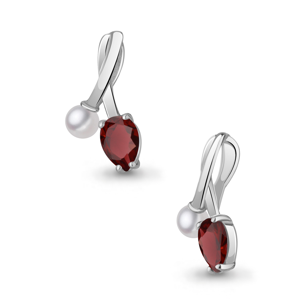 2533203 Подвеска из Серебра с гранатом, культ. жемчугом  ааа