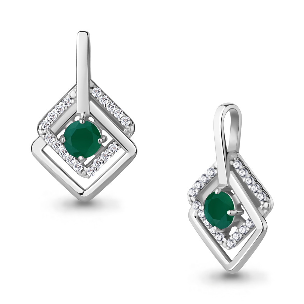 2533609А Подвеска из Серебра с агатом, фианитами