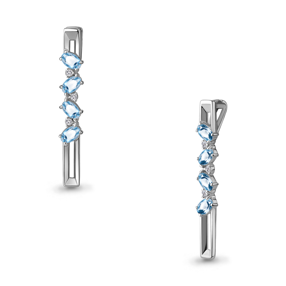 2533705А Подвеска из Серебра с топазами свисс блю, фианитами