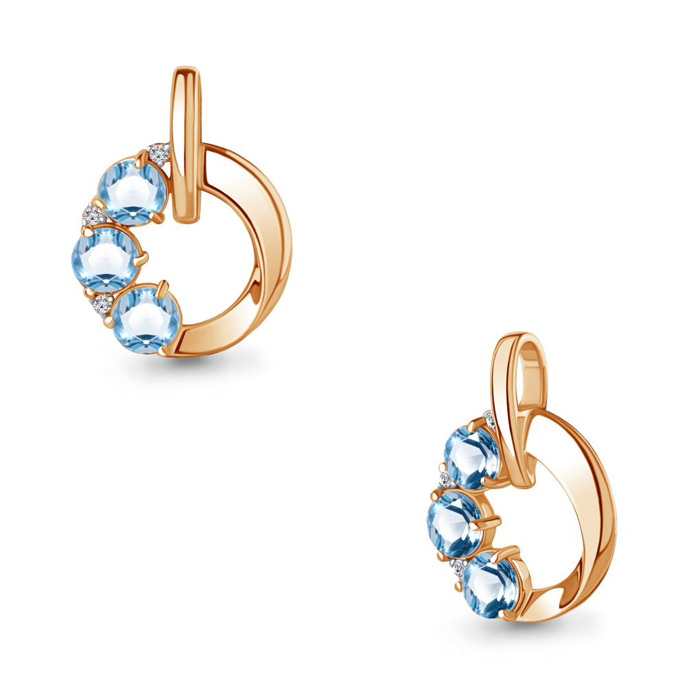 2533805А Подвеска из Золота с топазами свисс блю, фианитами