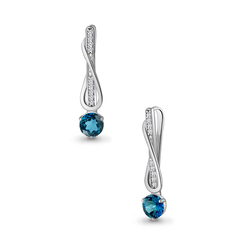 2534008А Подвеска из Серебра с топазом лондон блю, фианитами