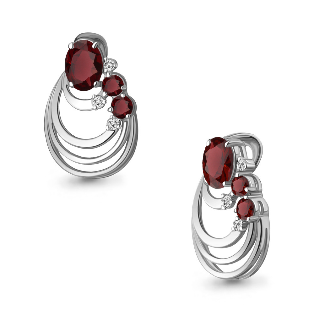 2534203А Подвеска из Серебра с гранатами, фианитами