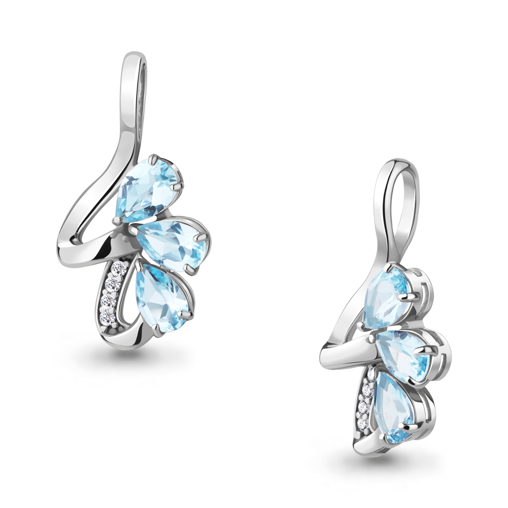 2534302А Подвеска из Серебра с топазами скай блю, фианитами