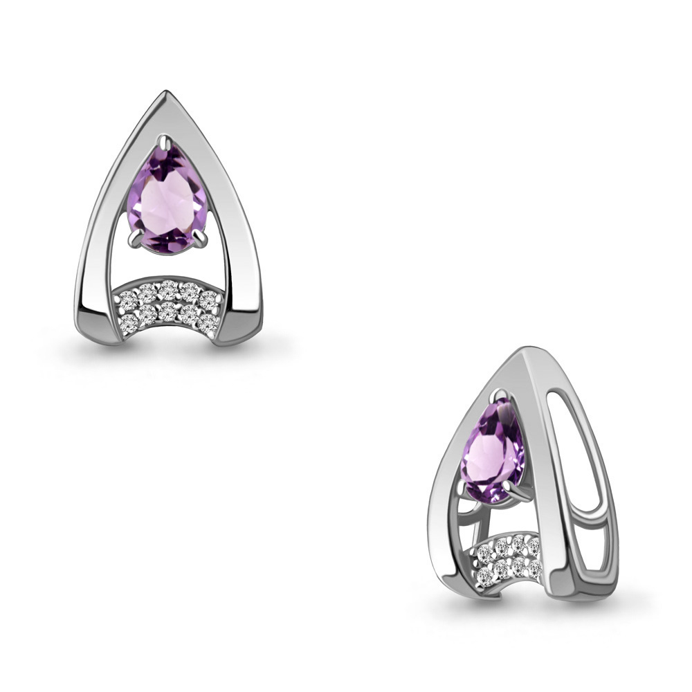 2534404А Подвеска из Серебра с аметистом, фианитами