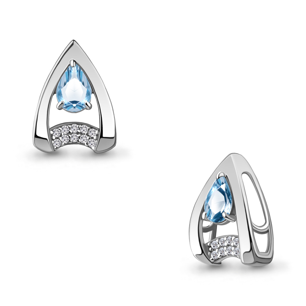 2534405А Подвеска из Серебра с топазом свисс блю, фианитами