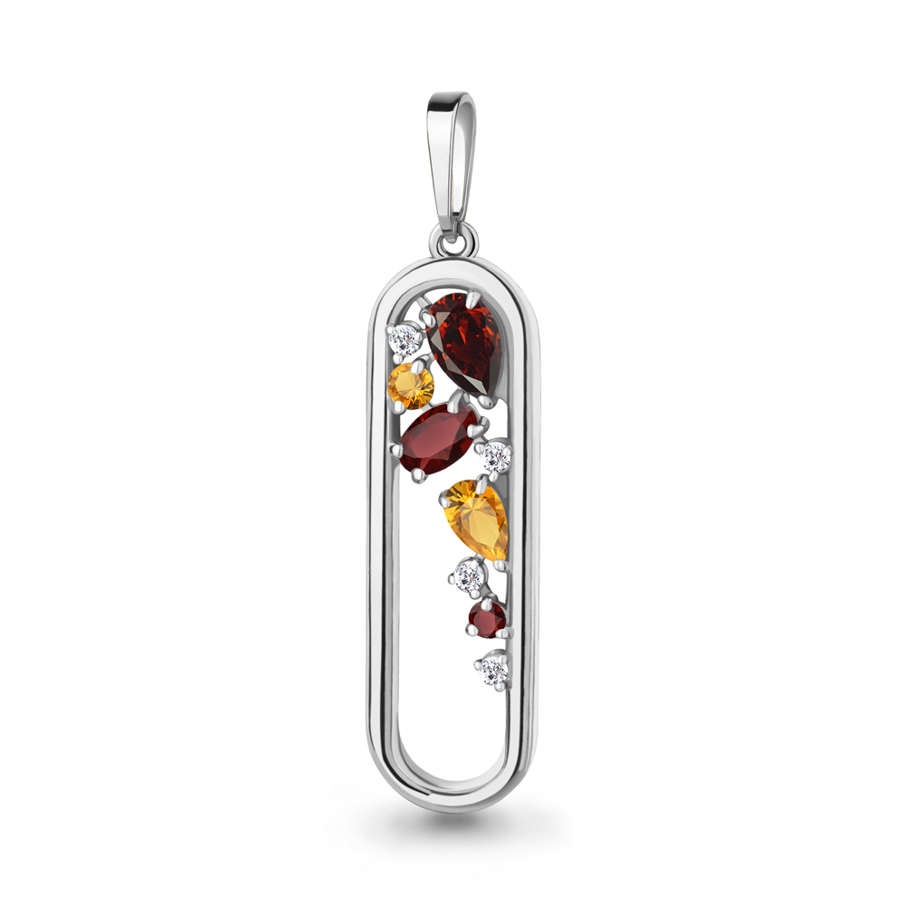 2534934А Подвеска из Серебра с гранатами, фианитами, цитринами