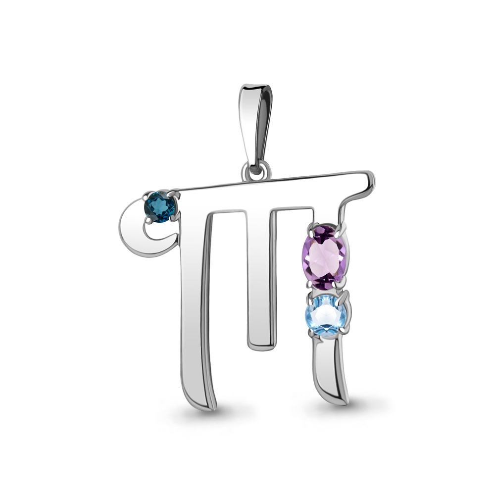 2536441 Подвеска из Серебра с аметистом, топазом лондон блю, топазом свисс блю из коллекции "Book"