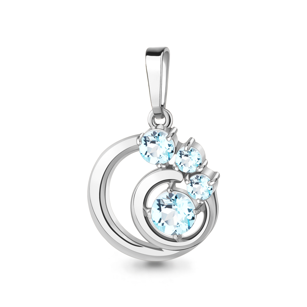 2537902 Подвеска из Серебра с топазами скай блю