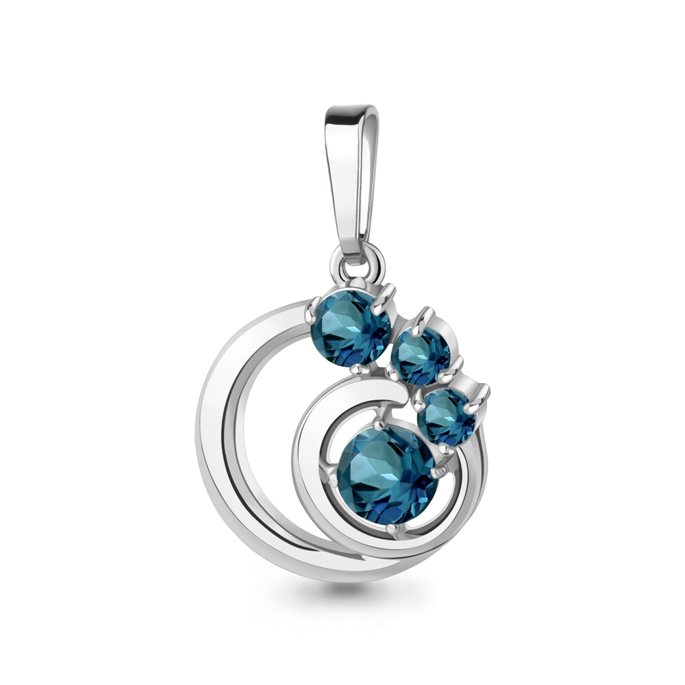 2537908 Подвеска из Серебра с топазами лондон блю