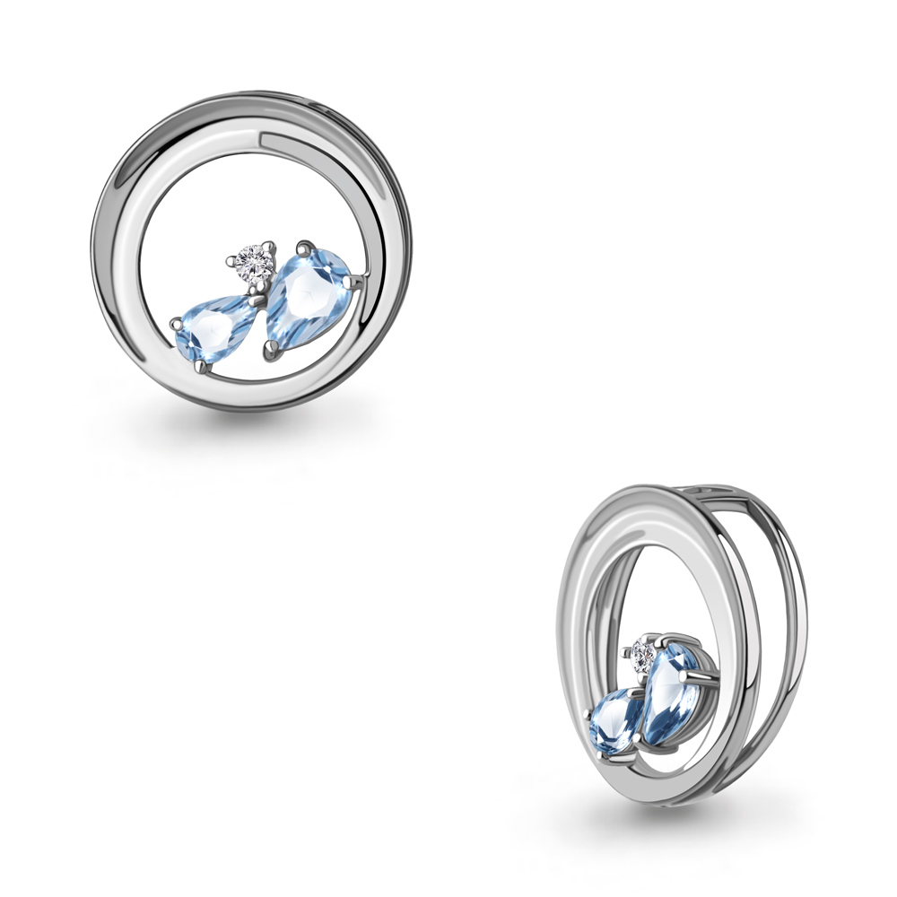 2538005А Подвеска из Серебра с топазами свисс блю, фианитом