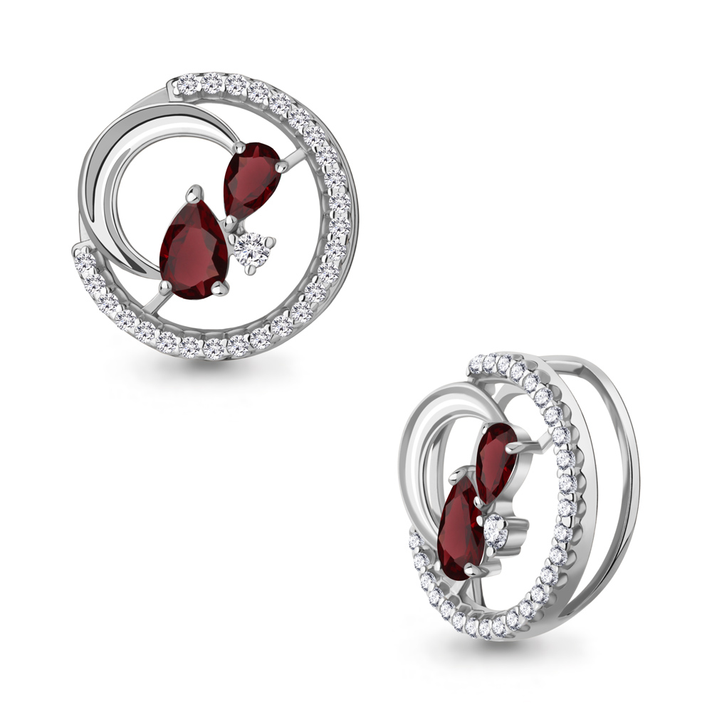 2538103А Подвеска из Серебра с гранатами, фианитами