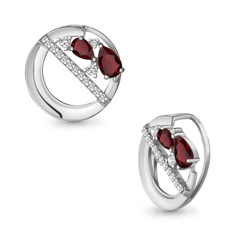 2538203А Подвеска из Серебра с гранатами, фианитами