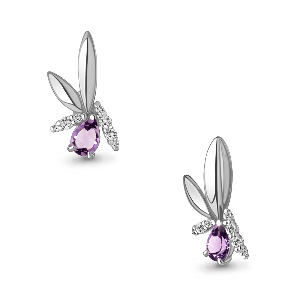 2538404А Подвеска из Серебра с аметистом, фианитами