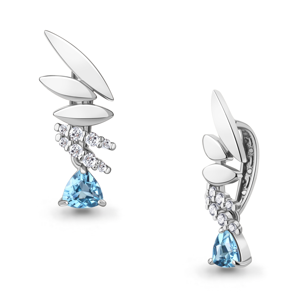 2538605А Подвеска из Серебра с топазом свисс блю, фианитами