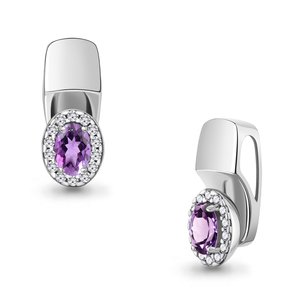 2538704А Подвеска из Серебра с аметистом, фианитами