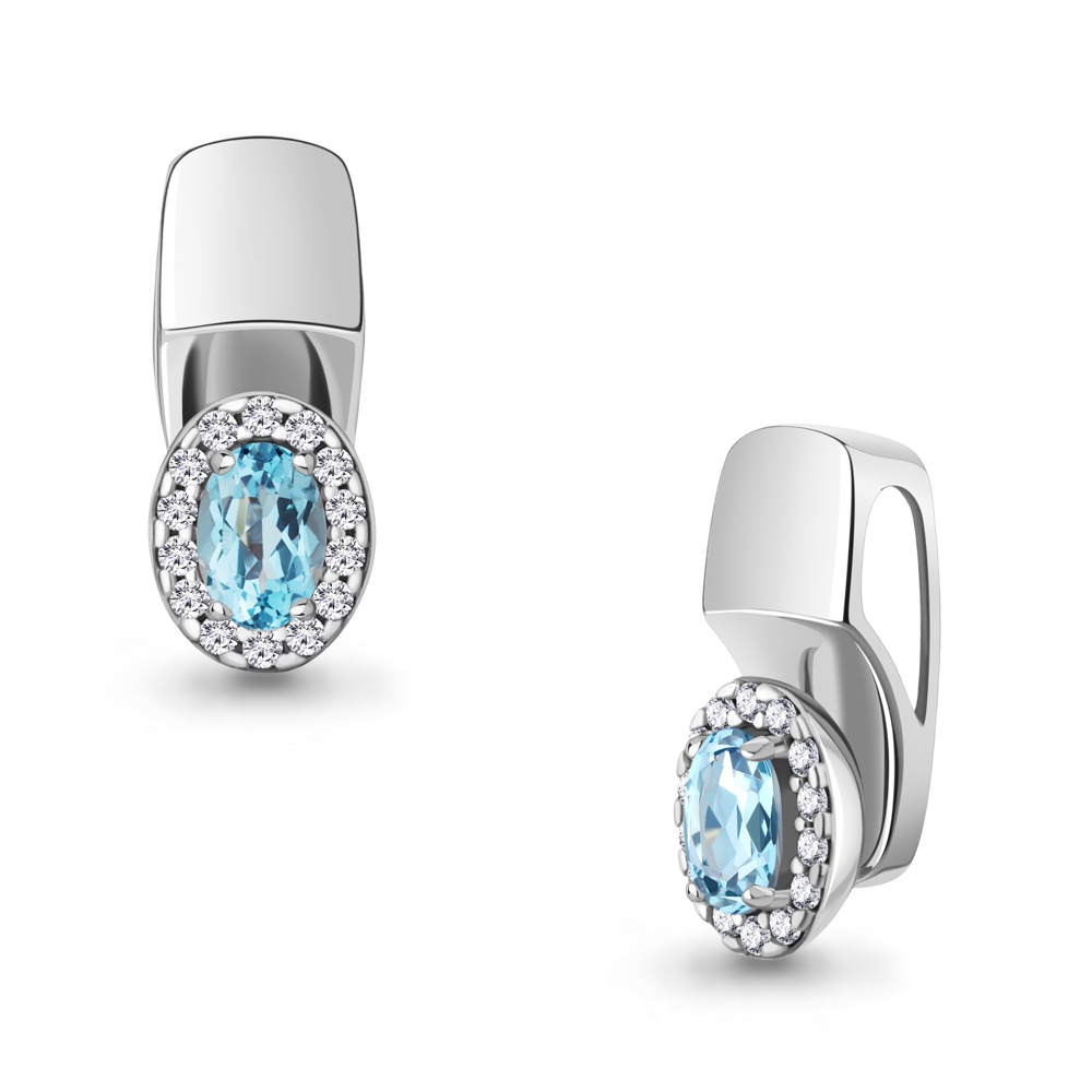 2538705А Подвеска из Серебра с топазом свисс блю, фианитами