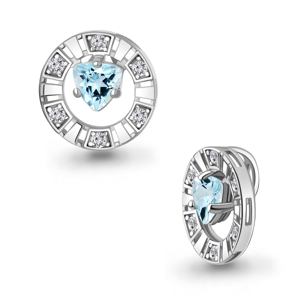 2539602А Подвеска из Серебра с топазом скай блю, фианитами