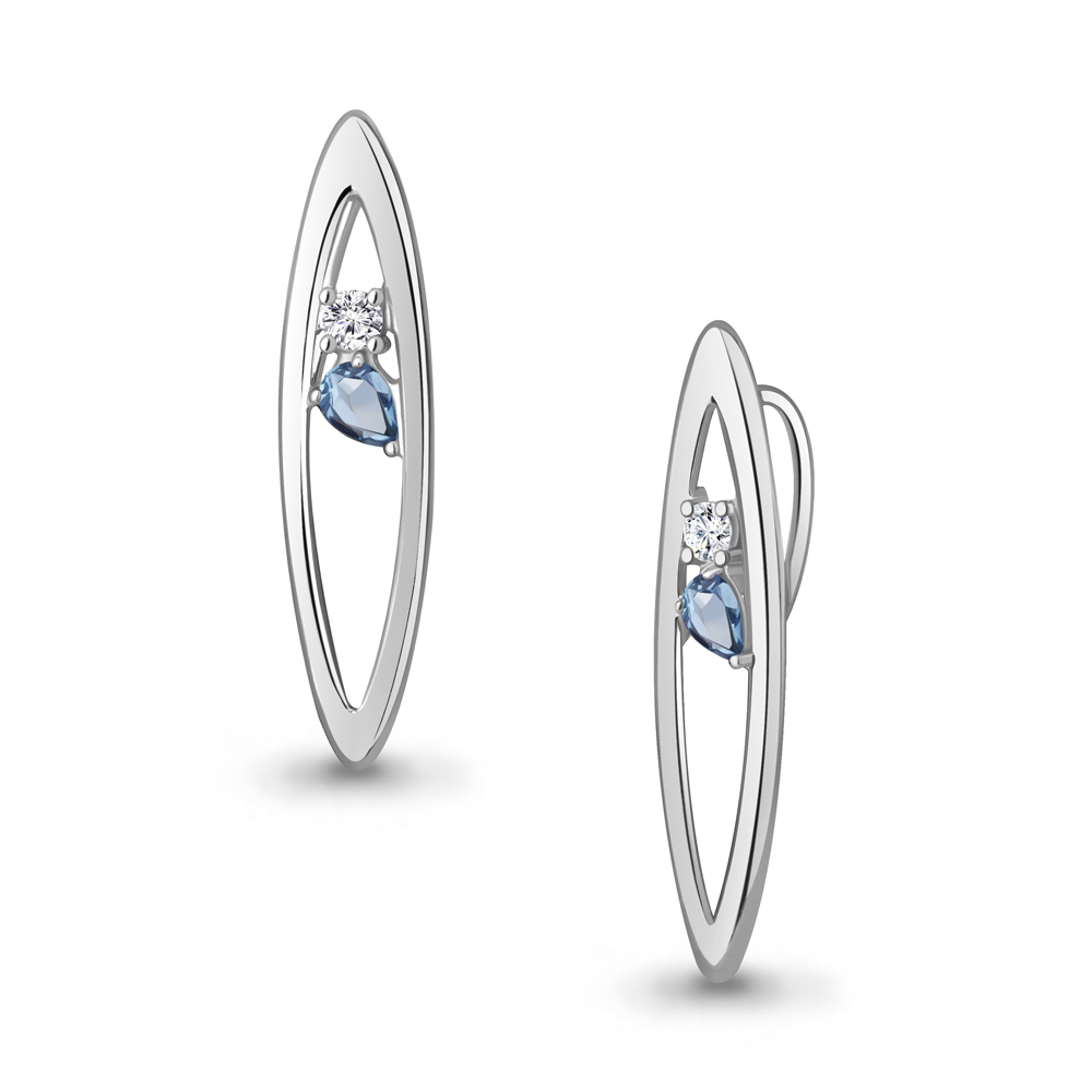 2539705А Подвеска из Серебра с топазом свисс блю, фианитом