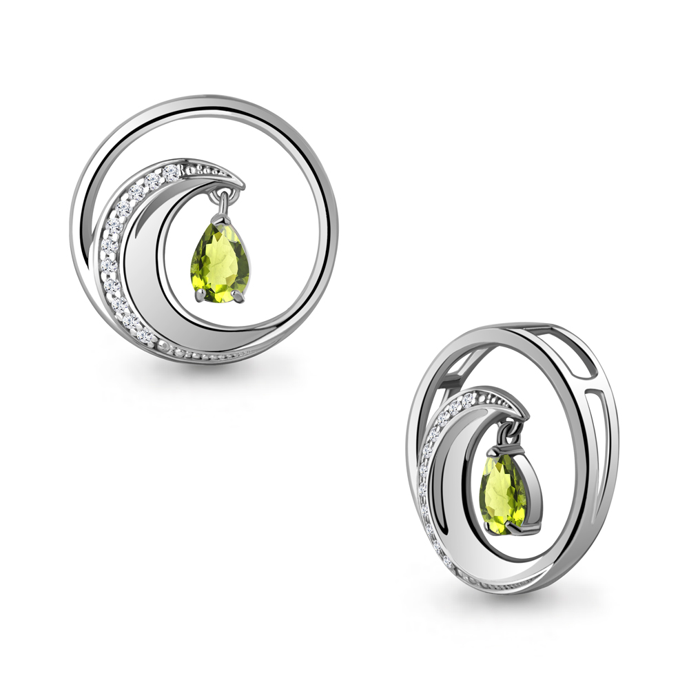 2539807А Подвеска из Серебра с фианитами, хризолитом