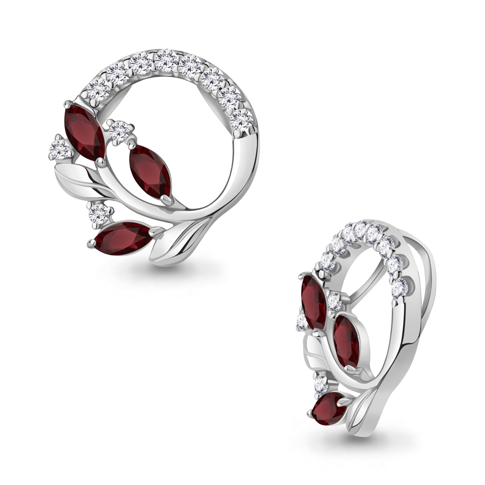 2540003А Подвеска из Серебра с гранатами, фианитами