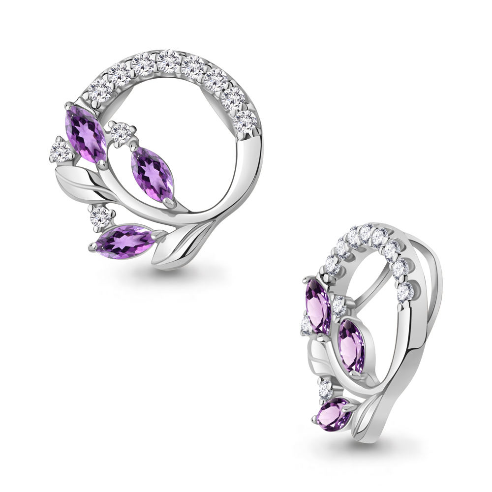 2540004А Подвеска из Серебра с аметистами, фианитами