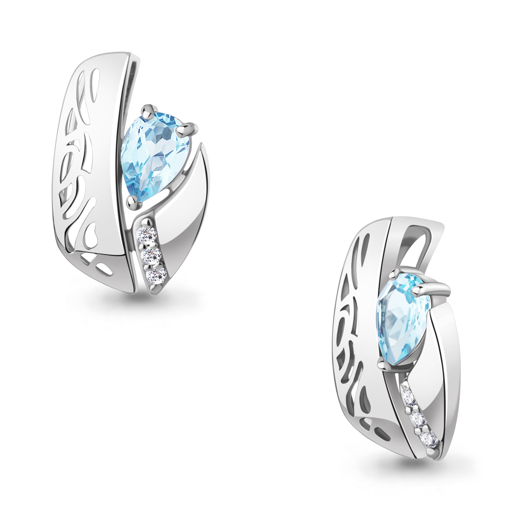 2540302А Подвеска из Серебра с топазом скай блю, фианитами