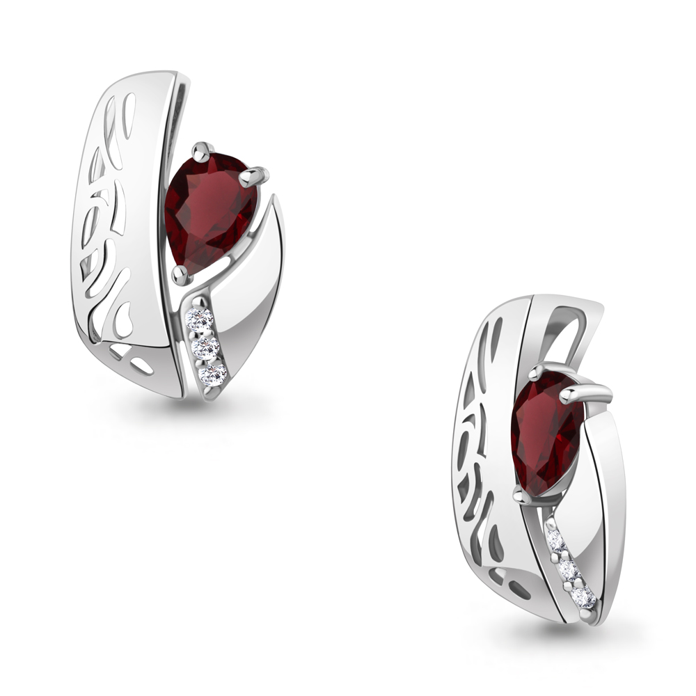 2540303А Подвеска из Серебра с гранатом, фианитами