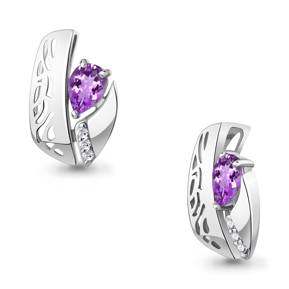 2540304А Подвеска из Серебра с аметистом, фианитами