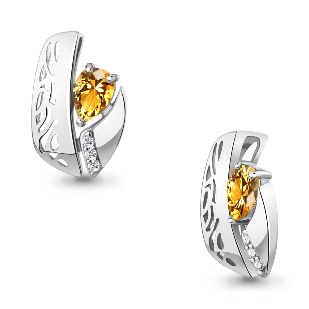 2540306А Подвеска из Серебра с фианитами, цитрином