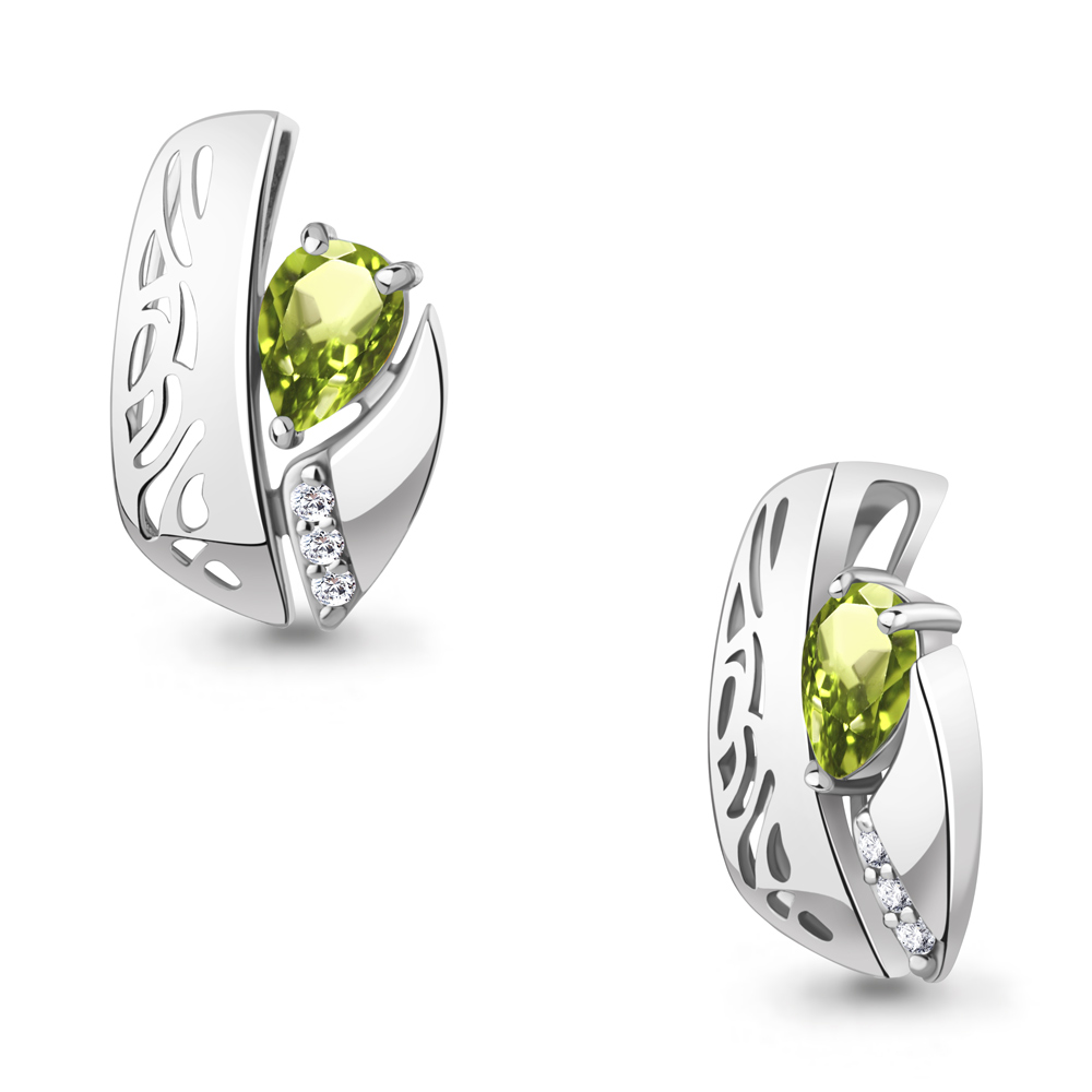 2540307А Подвеска из Серебра с фианитами, хризолитом