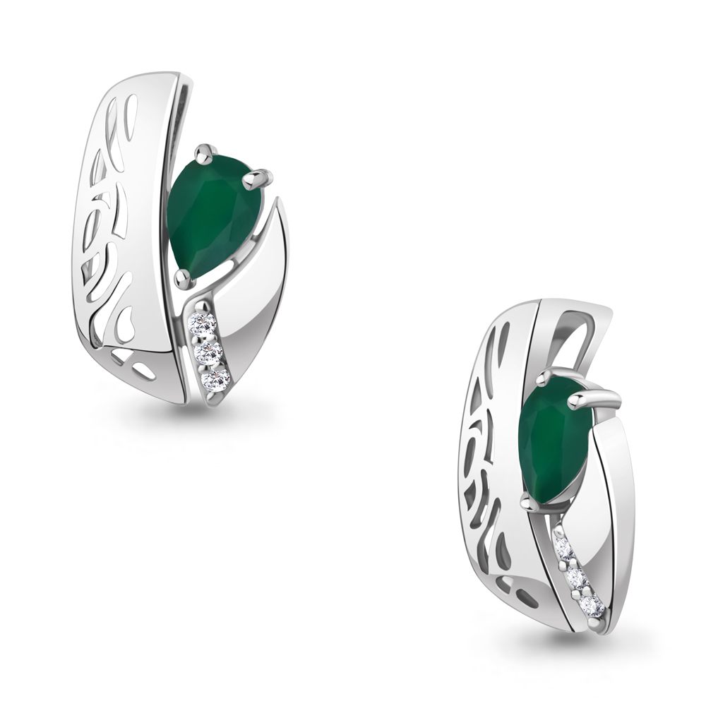 2540309А Подвеска из Серебра с агатом, фианитами