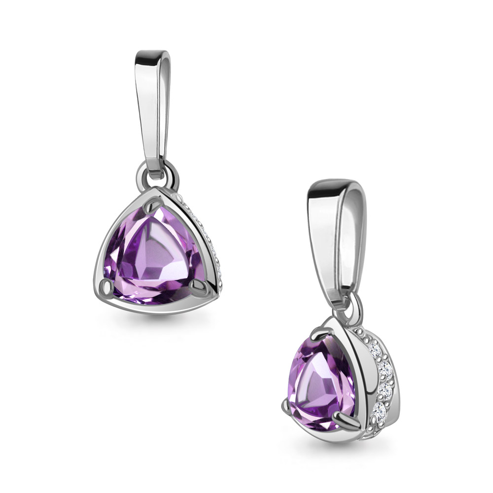 2540504А Подвеска из Серебра с аметистом, фианитами