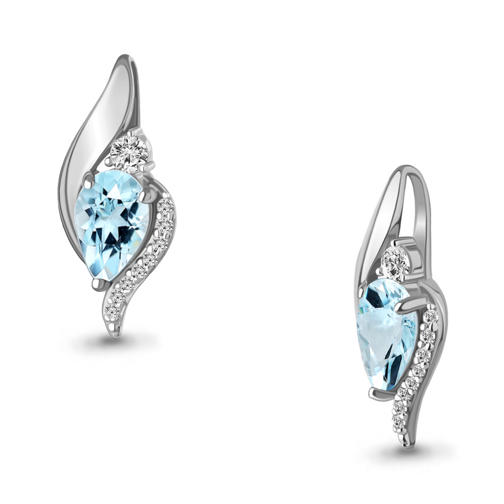 2541102А Подвеска из Серебра с топазом скай блю, фианитами