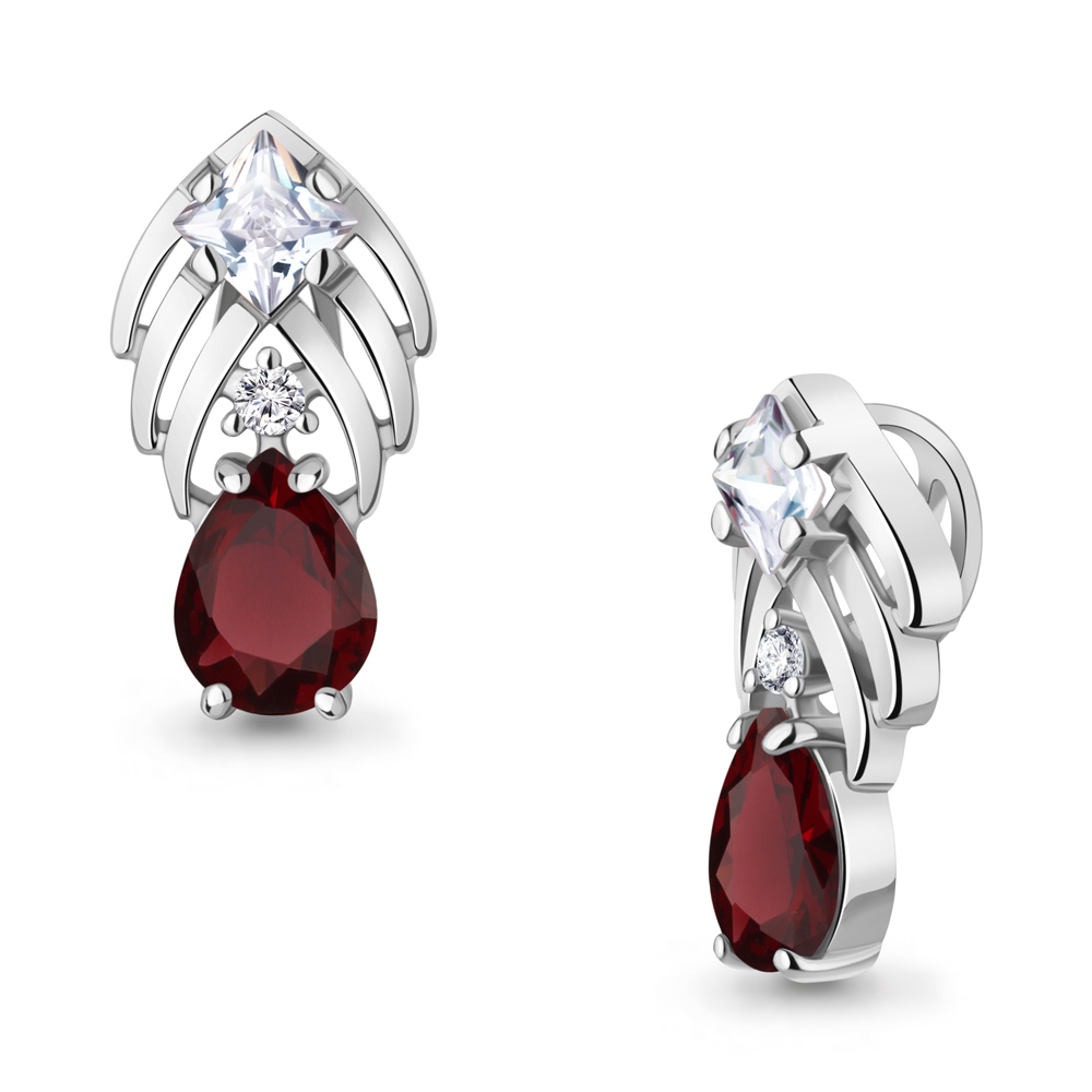 2542003А Подвеска из Серебра с гранатом, фианитами