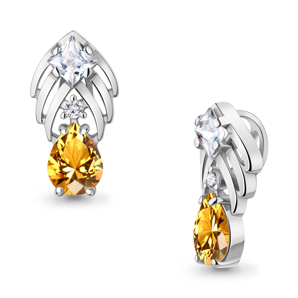 2542006А Подвеска из Серебра с фианитами, цитрином