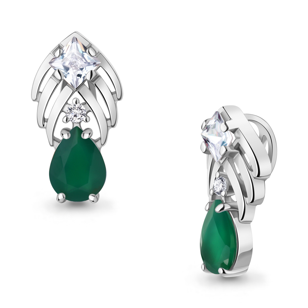 2542009А Подвеска из Серебра с агатом, фианитами