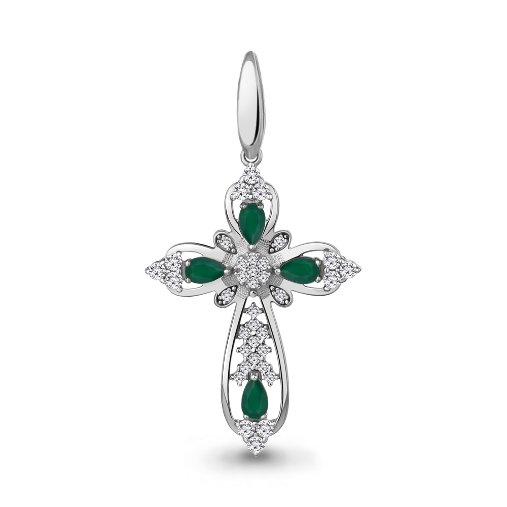 2542209А Подвеска из Серебра с агатами, фианитами