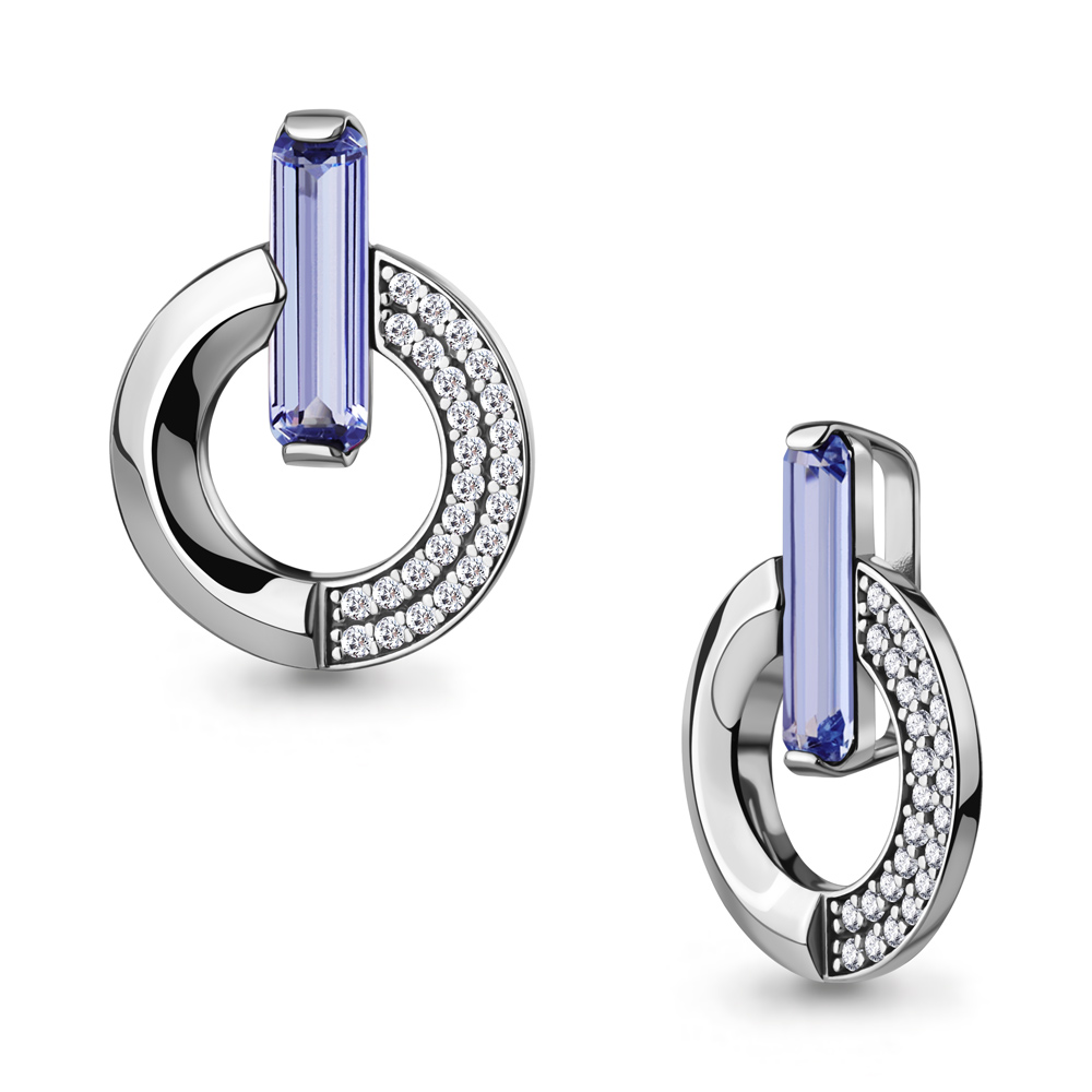 25423603А Подвеска из Серебра с нанотанзанитом иск., фианитами