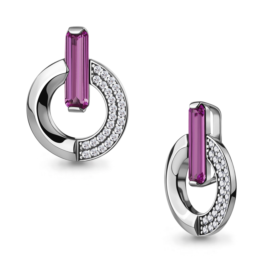 2542384А Подвеска из Серебра с наноаметистом иск., фианитами