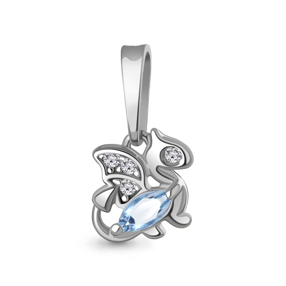 2543105 Подвеска из Серебра с топазами свисс блю, фианитами