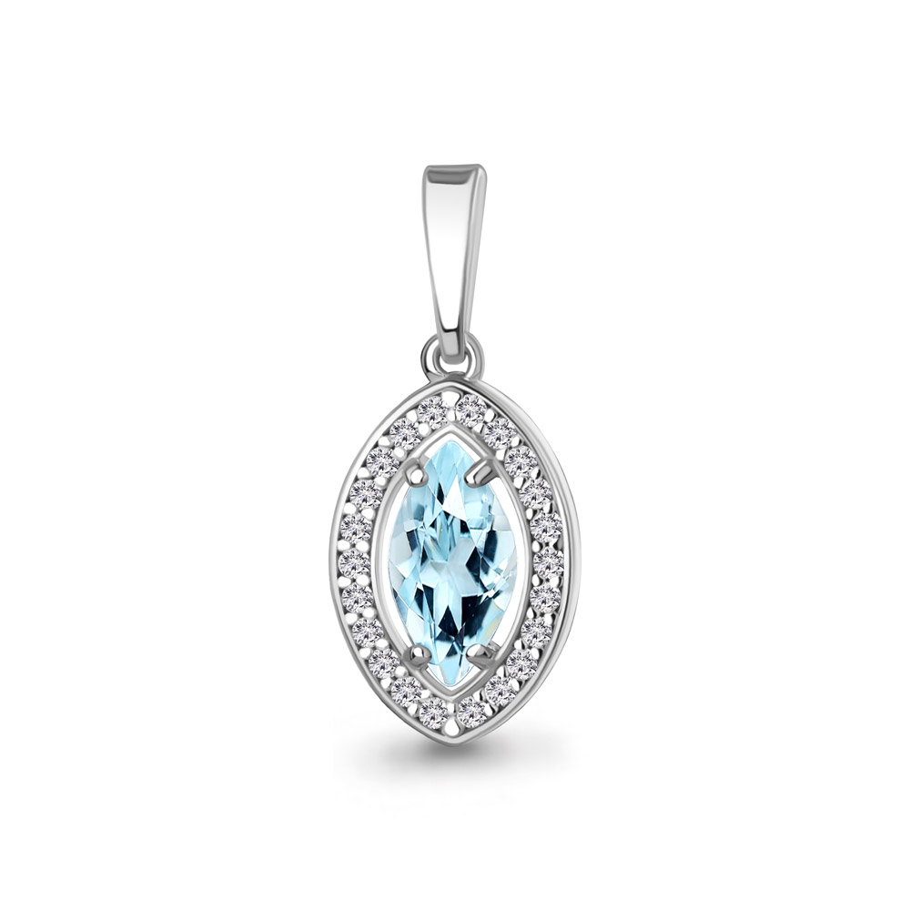 2543502А Подвеска из Серебра с топазом скай блю, фианитами